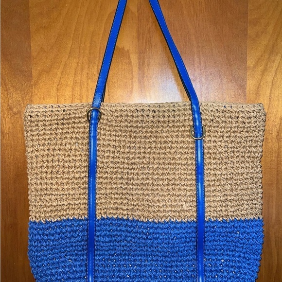 Lauren Ralph Lauren Crochet Straw Tote Bag like new - Picture 3 of 6